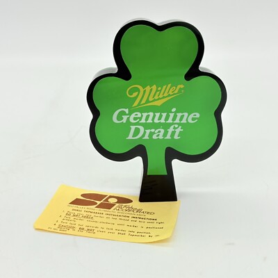 Miller Genuine Draft Beer Tap St. Patrick s Day Shamrock Plastic Handle Knob Top