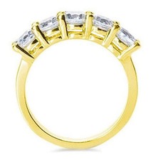 2.50 carat, 5 Round Diamond Wedding Band 14K Yellow Gold Ring 0.50 ct each, F SI
