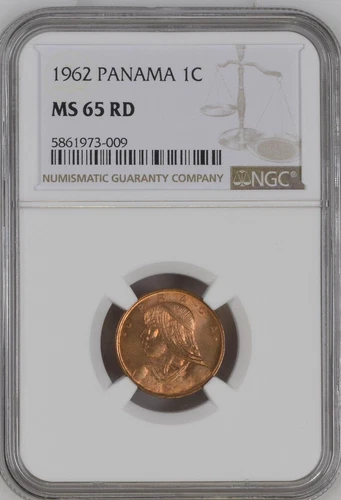 1962 Republic of Panama 1 Centesimo - Urraca - NGC MS 65 RD