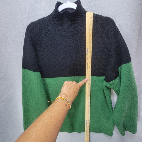 Vtg Boston Traders Mens Sweater Sz L Green Black Colorblock Wool Turtleneck - Picture 8 of 11