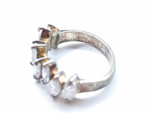 Vintage Sterling Silver Elegant CZ Marquise Silver Ring 925 6.5 4 Grams - Picture 5 of 5