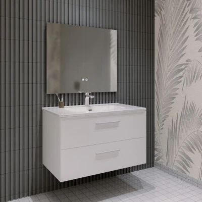 Meuble de Salle de Bain 60 cm, Lavabo Sur Comptoir Non Inclus, Armoire