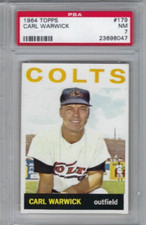 1964 Topps baseball card #179 Carl Warwick Houston Colt .45s graded PSA 7
