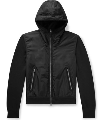 TOM FORD Iconic Cult Mens Hooded Wool Shell Panelled Jacket Blouson Jacke New 46