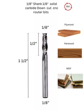 3-Pack 1/8" Down Cut Carbide Router Bits for Wood, MDF, Acrylic, Aluminum - Prec