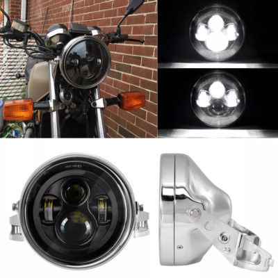 7'' LED Headlight +Mount Housing Bracket Bucket For Honda Ymaha Harley Motorcycle