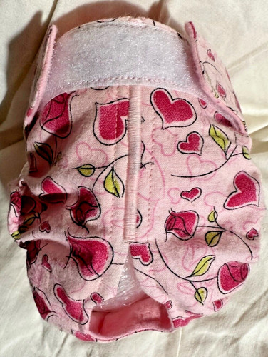 Female Dog Puppy Pet Diaper Washable Pant Sanitary Underwear HEARTS ROSES XXS