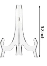 2 Clear Plastic Display Stand Easel Plate, Picture holder Art 9.8 inches tall