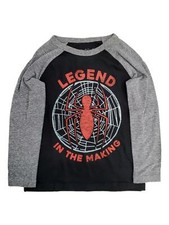 Spider-Man Boys Black  Gray Long Sleeve Legend In The Making Tee Shirt
