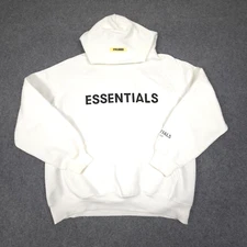 Essentials Jumper womens SMALL White Long Sleeve Hoodie Winter Spellout Size S