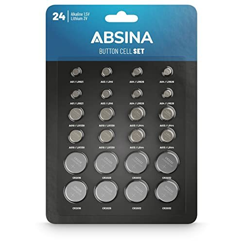 ABSINA 24 batterie bottone alcaline e litio - 2x AG1 / 2x AG3 / 4x AG4 / (b0U)