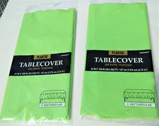  NEW Amscan Green Plastic Tablecovers Rectangular 54" X 108" (Lot of 2)