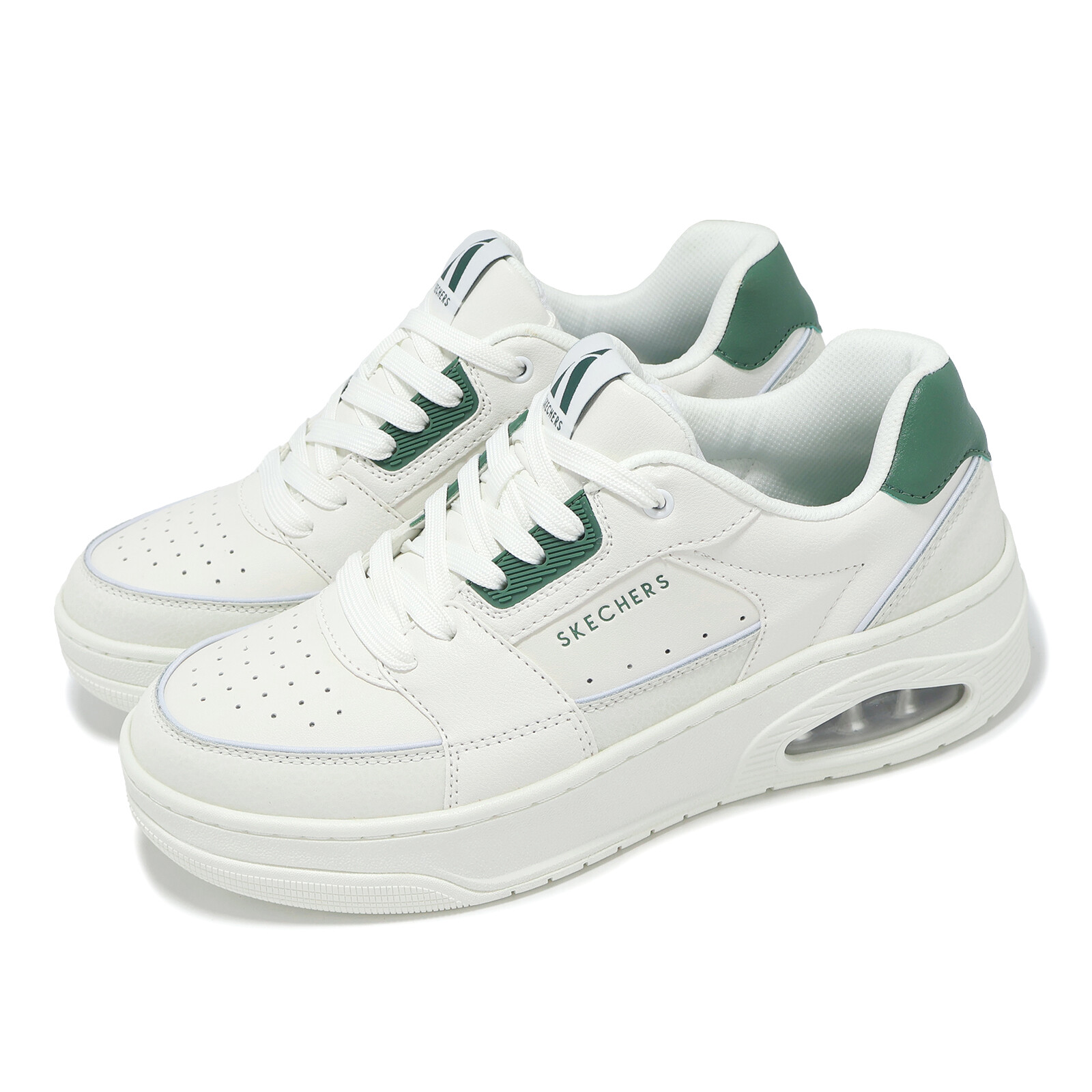 Skechers Uno Court-мужская повседневная обувь на низком каблуке цвет белый зеленый 183140-WGRN 23190₽