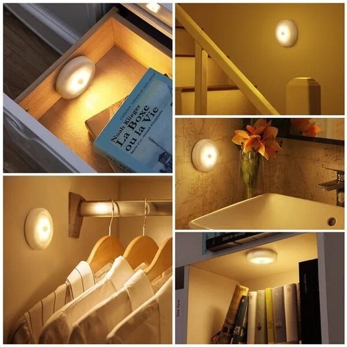 Led Motion Sensor Night Light Wireless PIR Battery Wall Cabinet Stair Night-Lamp - Picture 5 of 6
