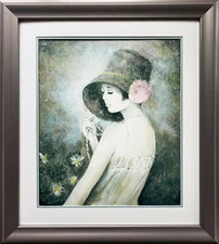 Bernard Charoy "Girl With Flowers" NEWLY CUSTOM FRAMED 1979 NY Exhinition Poster