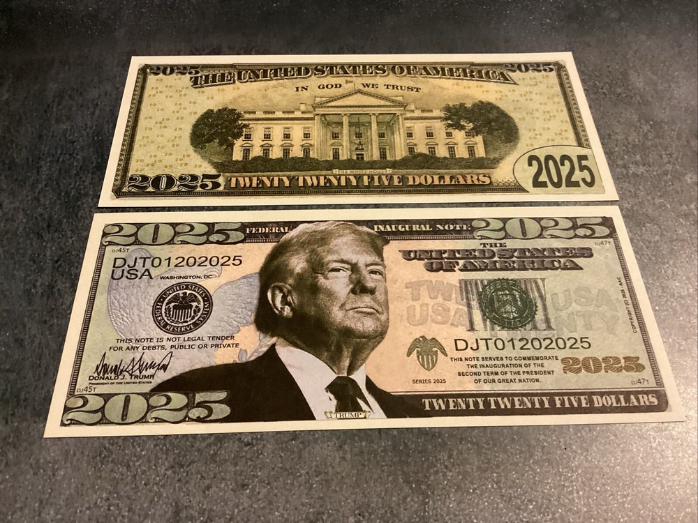 2 Donald Trump 2025 Presidential Inaugural Novelty Dollar Bills