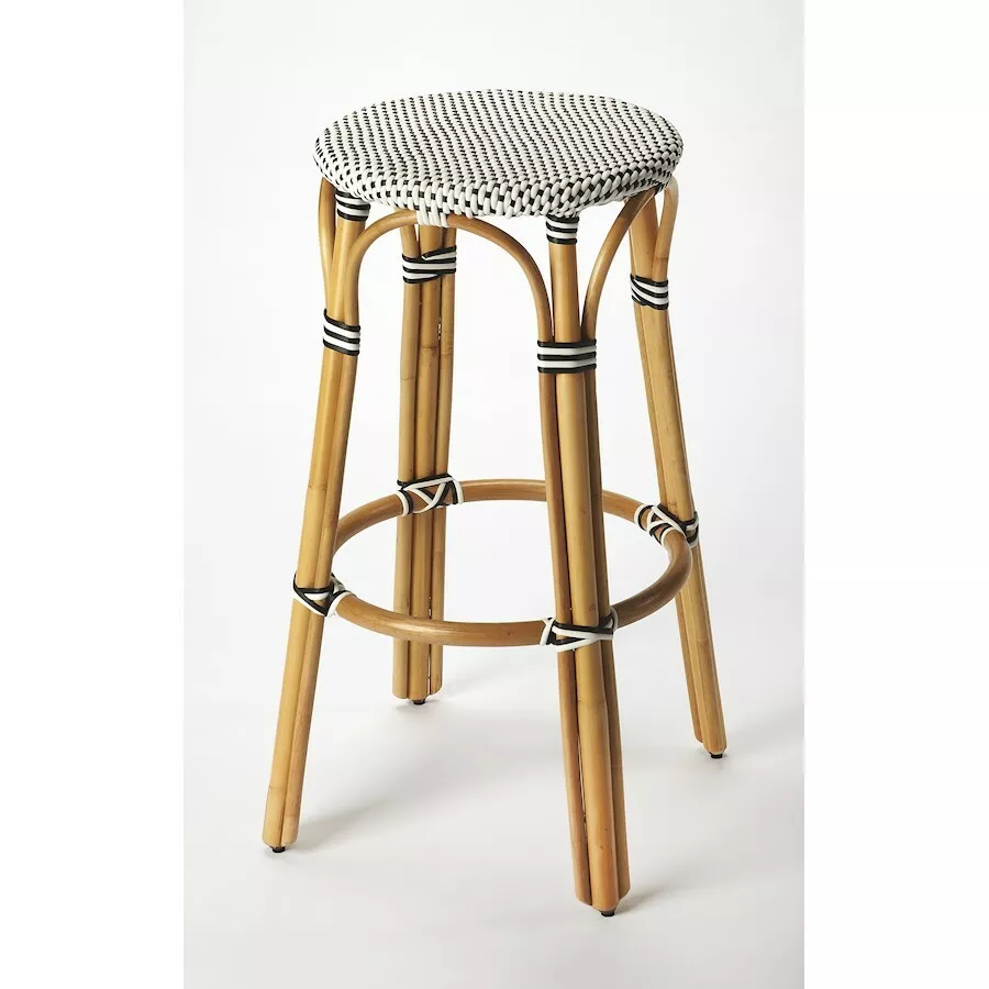 Butler Tobias Bar Stool Black White Rattan 9370295 eBay