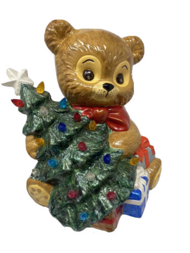 Vintage Atlantic Mold Ceramic Bear Christmas Tree Peg Light - Picture 1 of 12