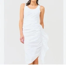 NEW $455 RHODE ELSIE RUCHED WHITE DRESS SIZE 8