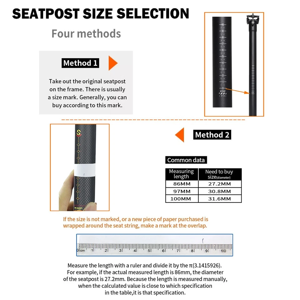 3K Carbon Fiber Seatpost Tube Cycling Racing Road Bike Bicycle Seat Post 27.2mm - Image 4 of 4