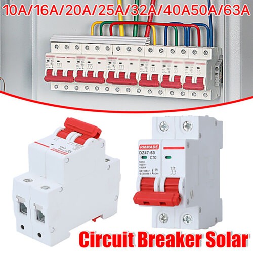AC Circuit Breaker Solar 220-380V 2Pole Double MCB Mini 10A 16A 20A 25A 63A AU - Picture 3 of 25