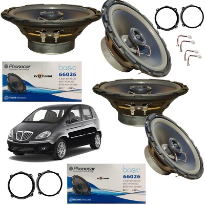 Kit 4 Phonocar Coaxial Lautsprecher Vorne Hinten Lancia Musa Schwarz 6,5'' 165mm