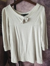 MARC BY MARC JACOBS Women's Waffle Stretch Knit 3/4 Sleeve Top w/ Bow Size S