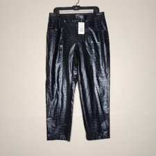 A New Day Faux Leather Pants Women's Size 12 Black Snake Print High-Rise