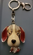 RHINESTONE/ENAMEL HOUND DOG KEYCHAIN