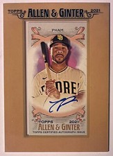 Tommy Pham 2021 Topps Allen & Ginter Mini Framed On Card Auto #FMA-TP Padres
