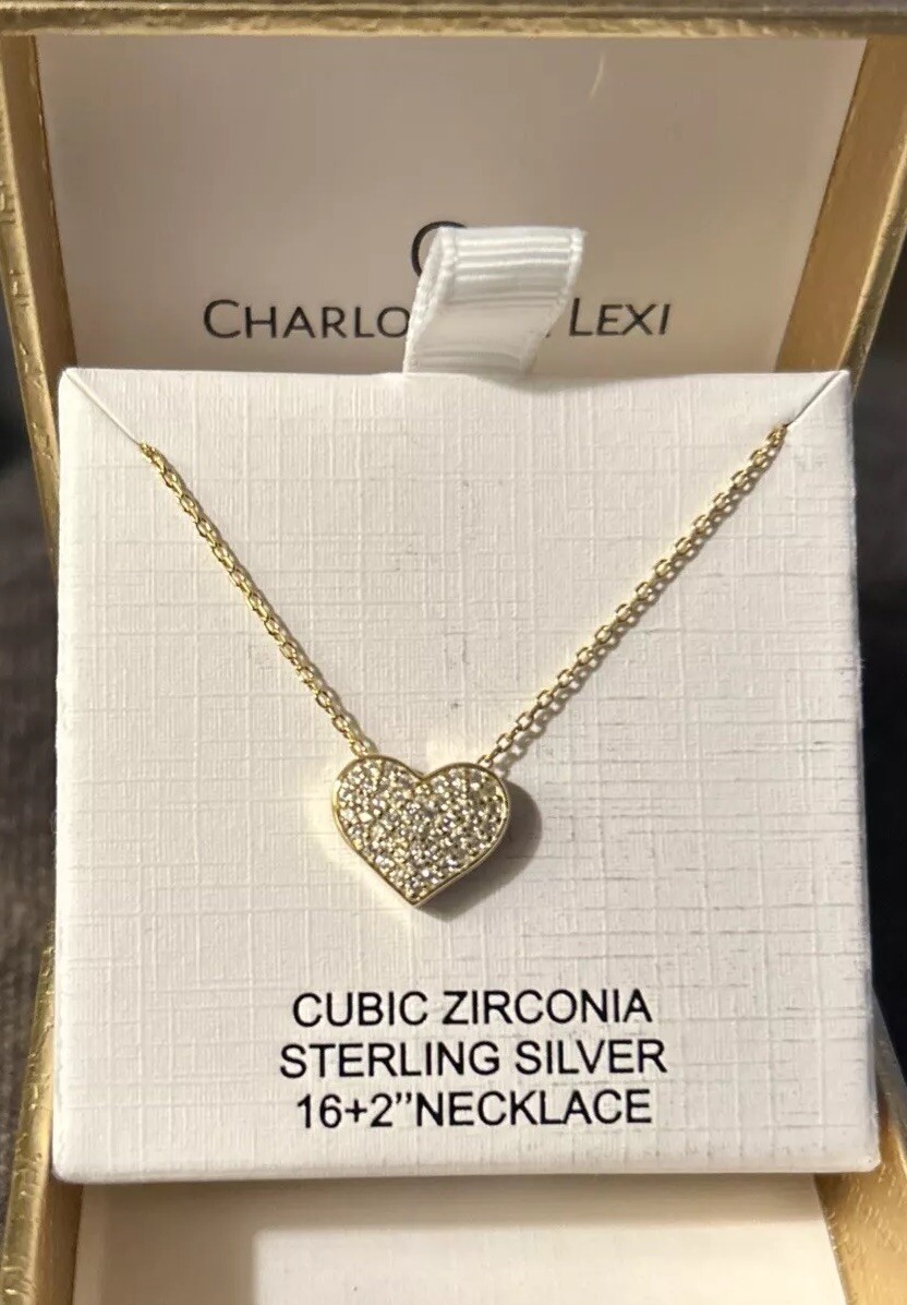 Charlotte & Lexi .925 Sterling Silver & CZ Gold Tone Heart