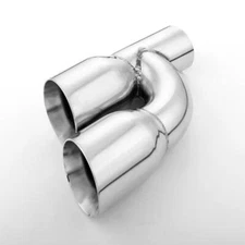 Offset 2.5" In Slant Dual 3.5" Out Exhaust Tip 304 Stainless Steel Double Wall