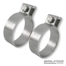 2 Rohrschellen Edelstahl DIN ø 80mm (80,5) Massiv Breitbandklemmen Auspuff 71555