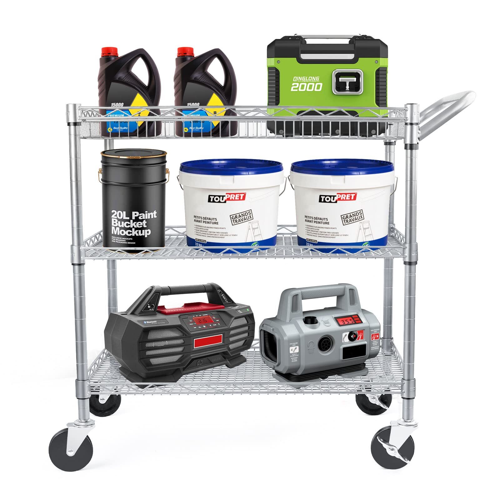 ТЕЛЕЖКА ДЛЯ ТЯЖЕЛЫХ УСЛОВИЙ ЭКСПЛУАТАЦИИ WDT ГРУЗОПОДЪЕМНОСТЬЮ 990 ФУНТОВ NSF ROLLING CARTS - СЕРЕБРИСТАЯ