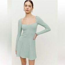 Reformation Bruno long sleeve knit mini dress in Robin’s egg blue Size Medium