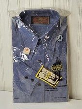Vtg Streets of Laredo Denim Shirt Mens Medium Cowboy Rodeo 1970s Hong Kong NOS
