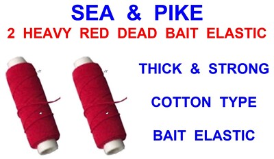 2 Spools Red Sea Deadbait Fishing Bait Elastic - Pike Fishing Tackle