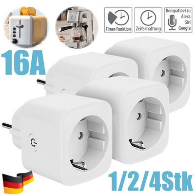 Smart WLAN Steckdose 16A mit Strommessung Stromzähler Alexa Google Timer 3680W