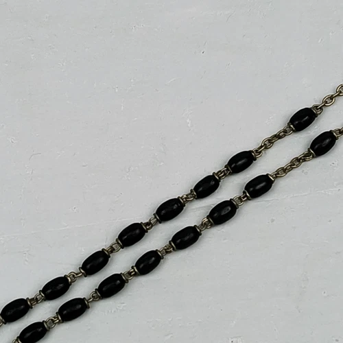 Vintage Rosary Black Beads and Cross Made in Italy INRI 18 Inch - Picture 11 of 13
