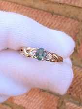 9ct Yellow Gold Natural Alexandrite & Diamond Ring Size N GemsTV