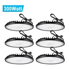 6Pcs UFO LED High Bay Light 300W Industrial Commercial Factory Garage Shop Light