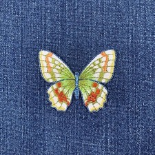 Butterfly Applique Patch - Sage Green Embroidered Insect Badge 2-1/8" Iron On 