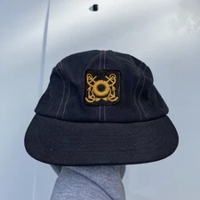 1950s Vintage US Navy Sailor Crest Fitted Ball Cap Hat Union Made USA Military