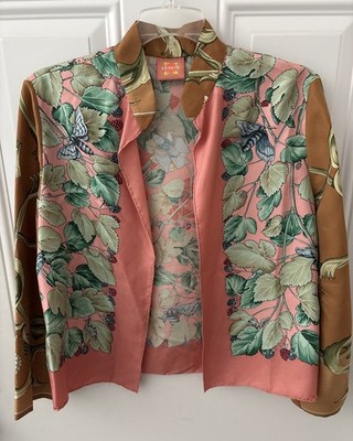 Hermes LILY EVE Silk Scarf Open Jacket Size S Vintage 1995