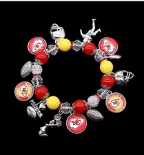 Kansas City Chiefs Custom Made Beaded Charm Bracelet