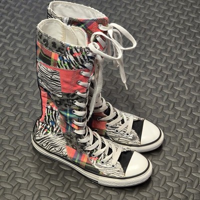 Converse All Stars Chuck Taylor Knee-high Sneakers Patchwork Girls Size 3