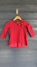 Tahari Girl Red Velvet Pleated Dress Top - Size 4T