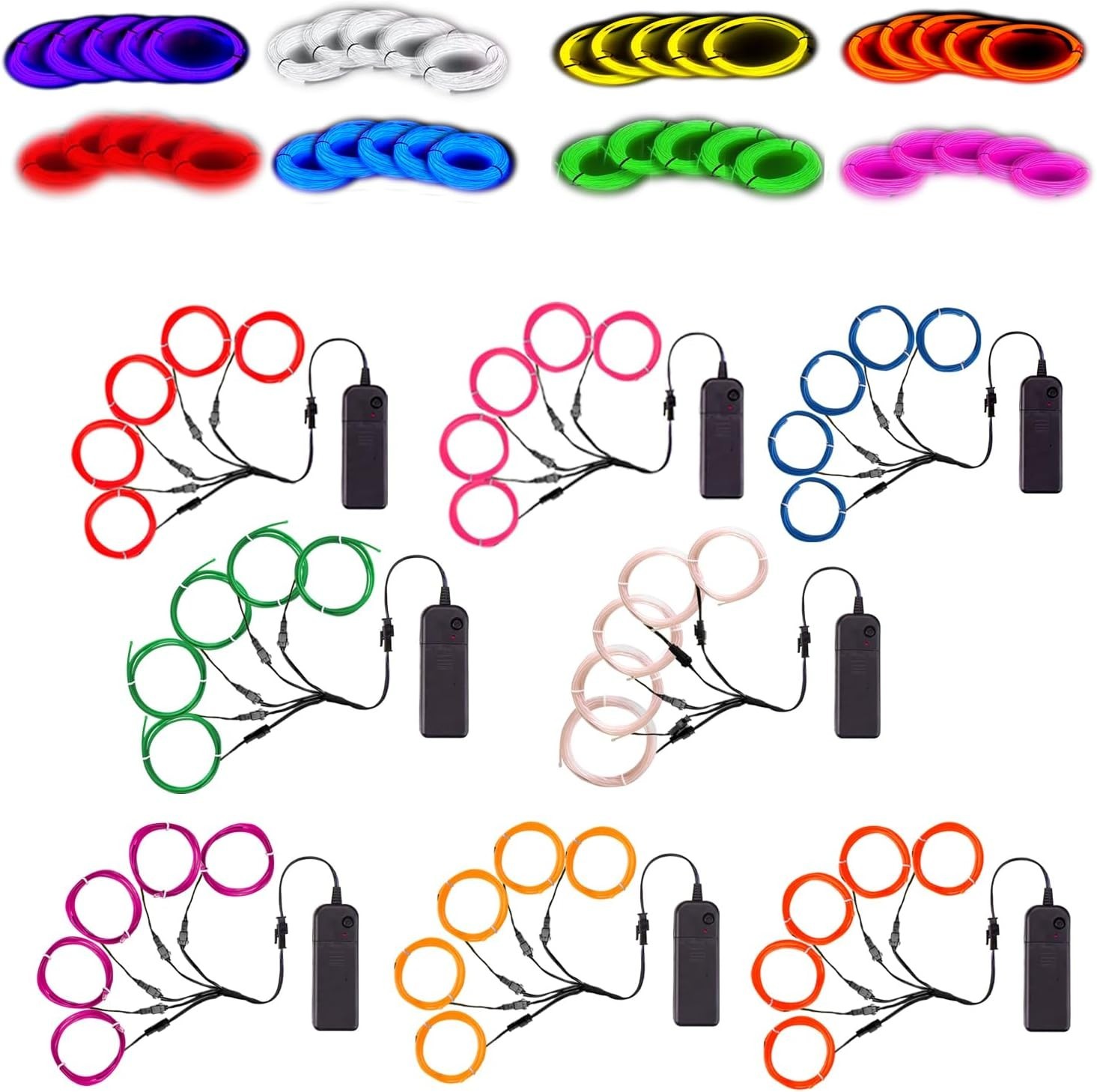 Neon Plastic String Flexible Neon LED Light Glow EL Wire String Strip Rope Tube Christmas 5 ...