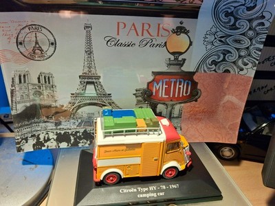 ELIGOR 1:43 1967 CITROEN H VAN CAMPER  + GLASS PARIS TRAY BACKDROP WITH LIGHT