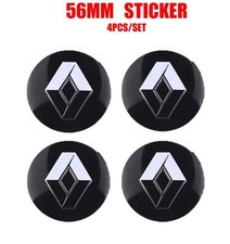 4x Sticker RENAULTs Wheel Centre Cap Hub 3D Logo 56mm Black / Silver Stickers